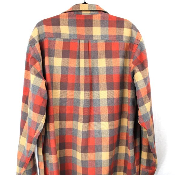2014 L.L. Bean Apple Cinnamon Checkered Plaid Chamois Button Down Shirt XL Tall - Picture 5 of 5
